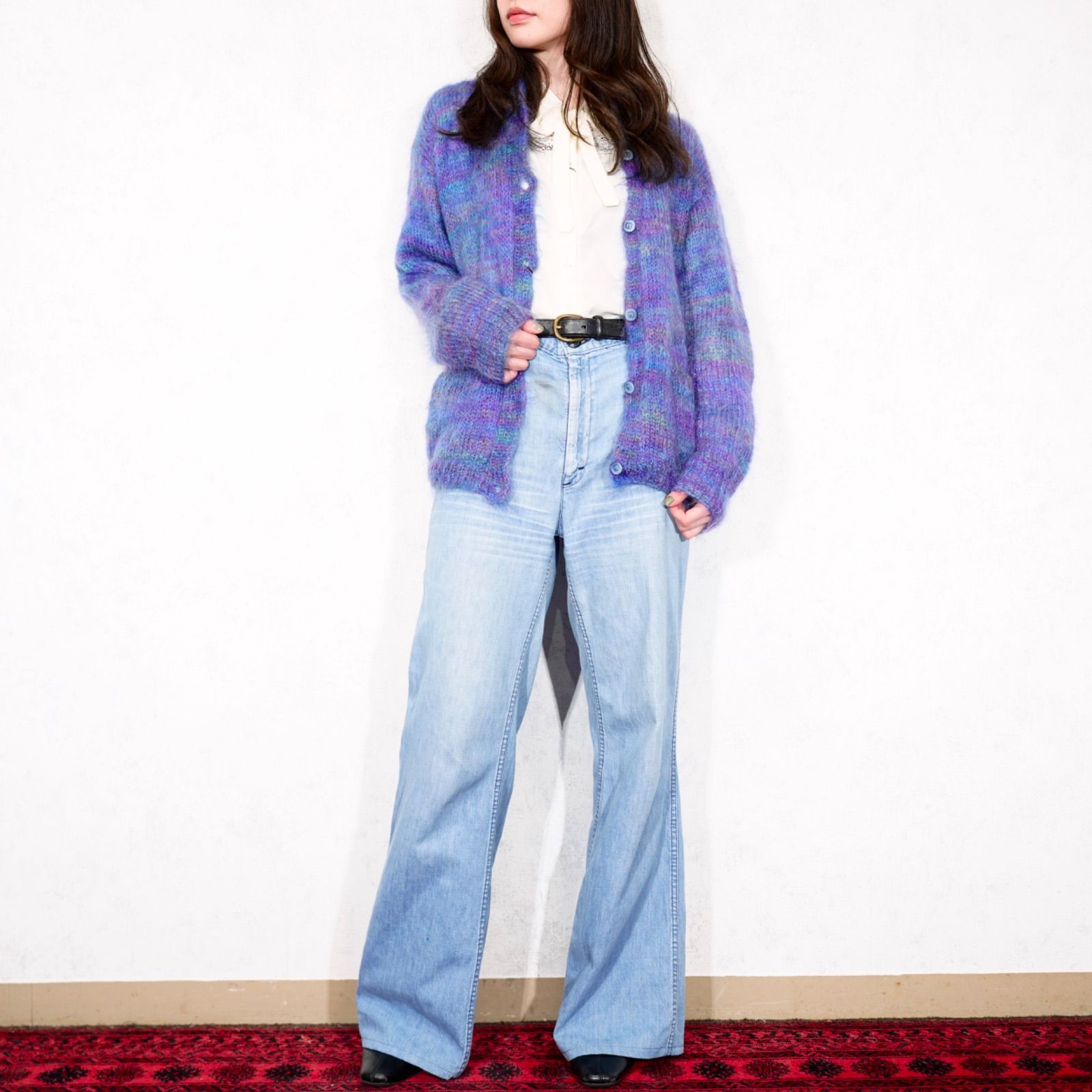 Vintage デザイン グラデーション カーディガン 古着 USA VINTAGE GRADATION DESIGN MOHAIR KNIT CARDIGAN/アメリカ古着