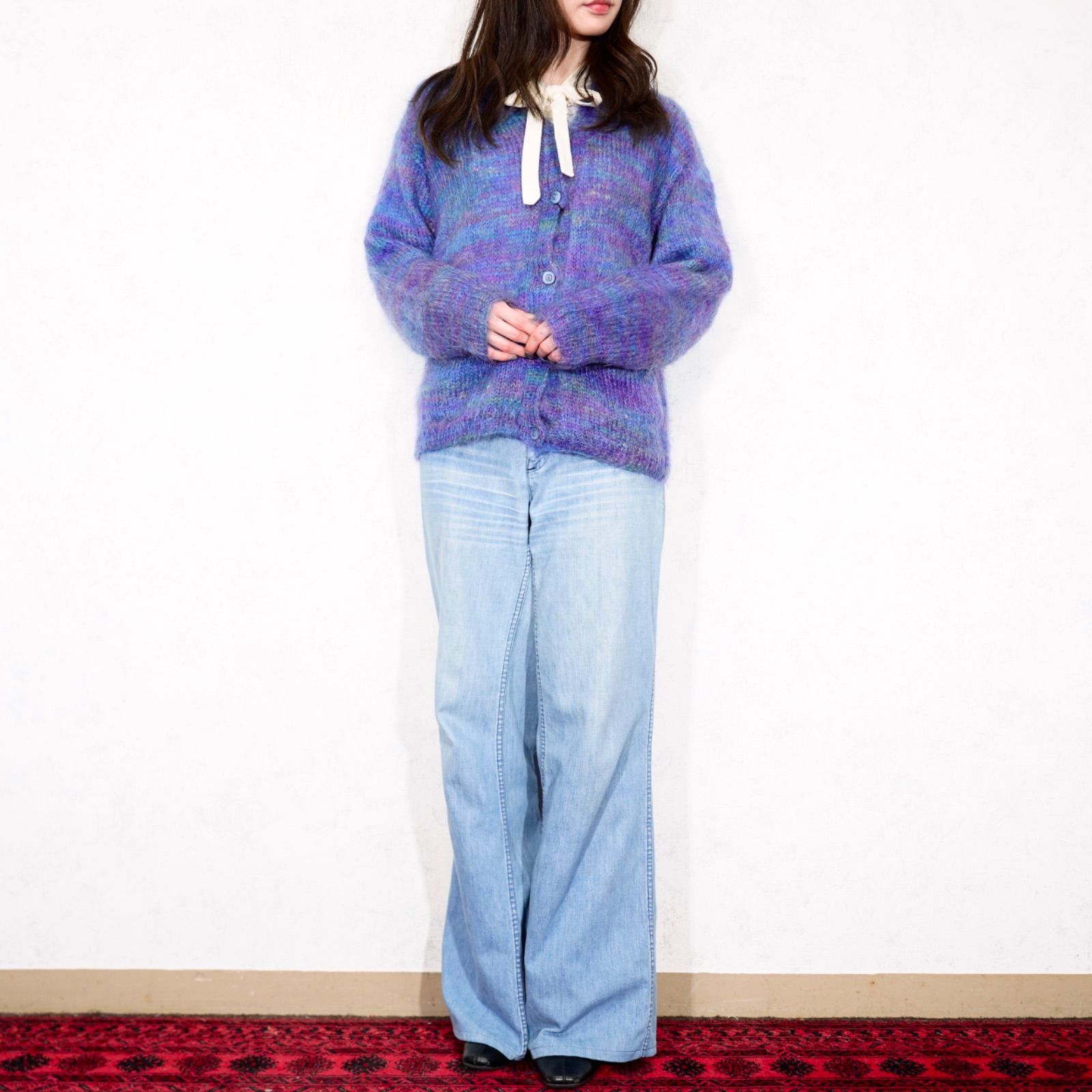 USA VINTAGE GRADATION DESIGN MOHAIR KNIT CARDIGAN/アメリカ古着