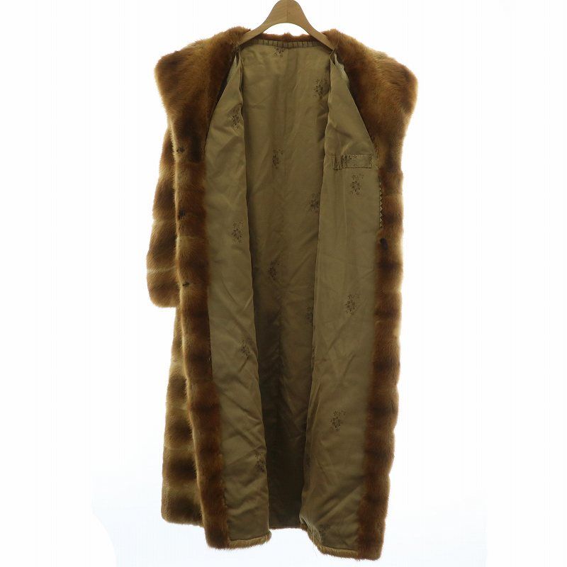 ノーブランド ファーコート アウター 毛皮 ミンク ロング 茶色