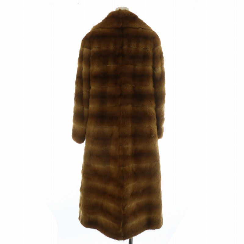 ノーブランド ファーコート アウター 毛皮 ミンク ロング 茶色