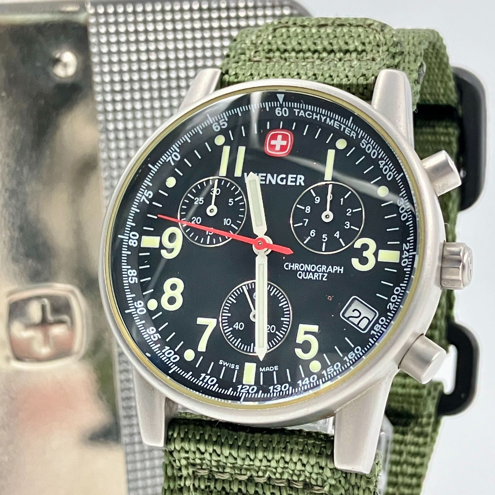 中古】ウェンガー WENGER 7072X 腕時計 クロノグラフ クォーツ 青島