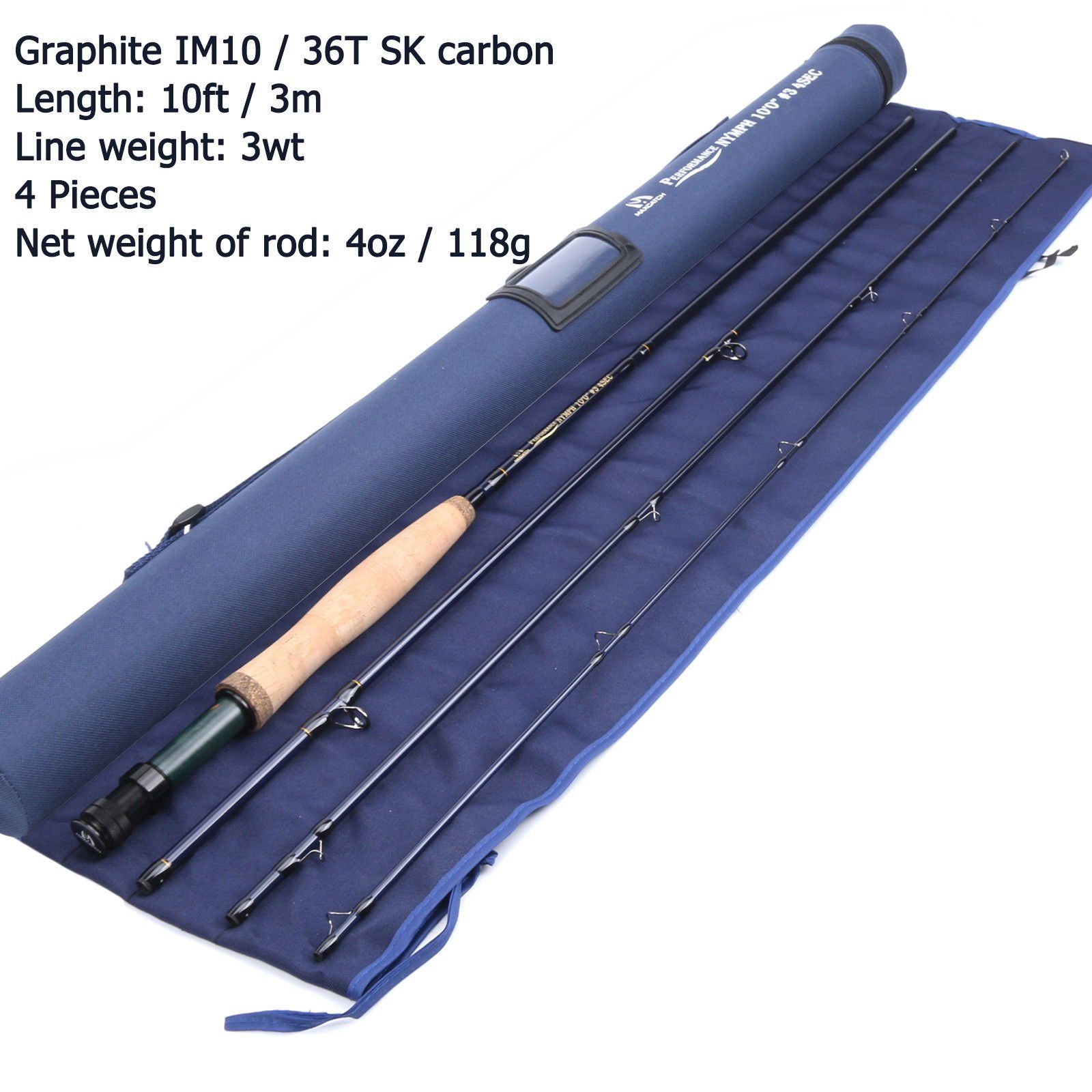 新品 M MAXIMUMCATCH Maxcatch Nymphフライロッド4ピースIM10黒鉛