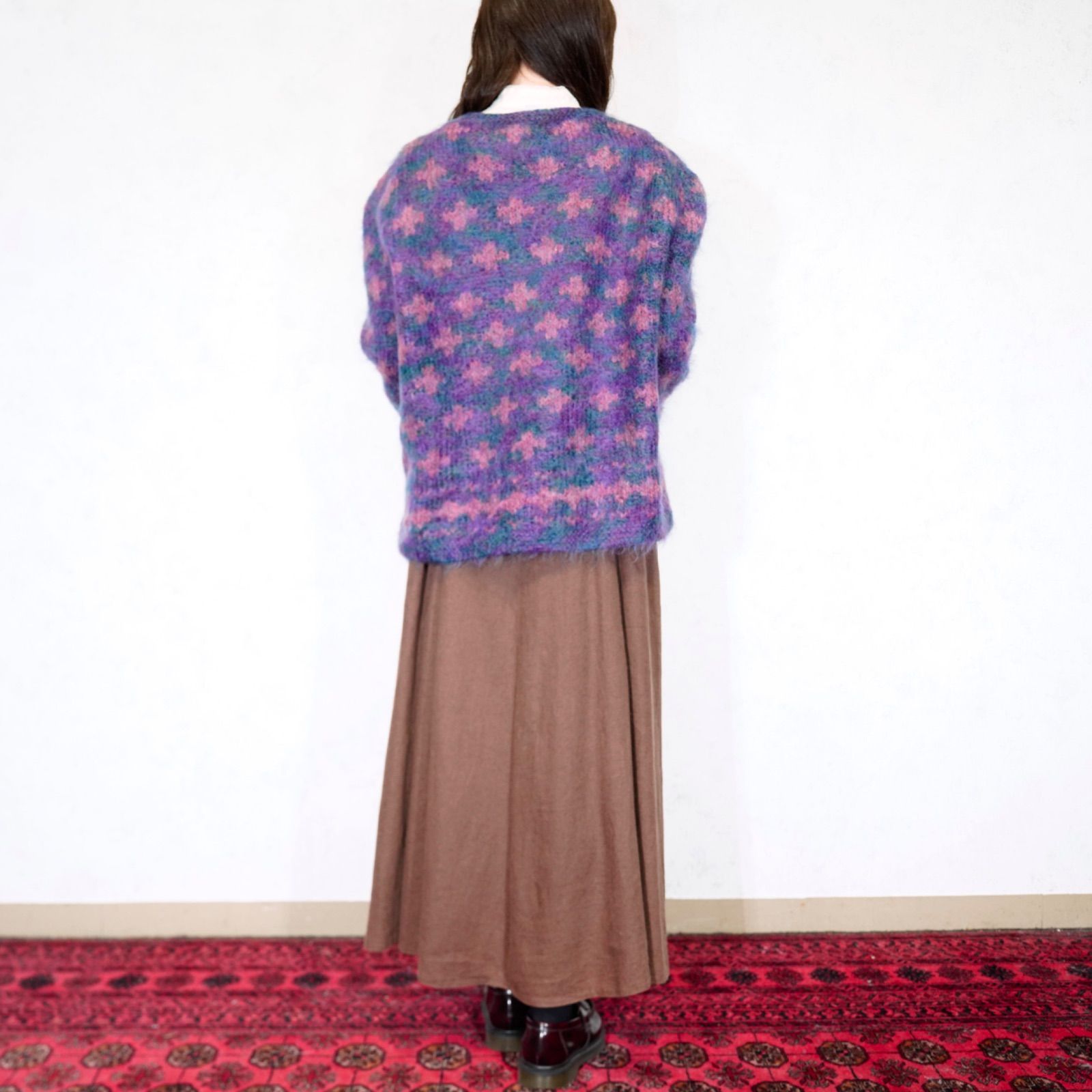 USA VINTAGE PATTERNED DESIGN MOHAIR KNIT CARDIGAN/アメリカ古着柄 