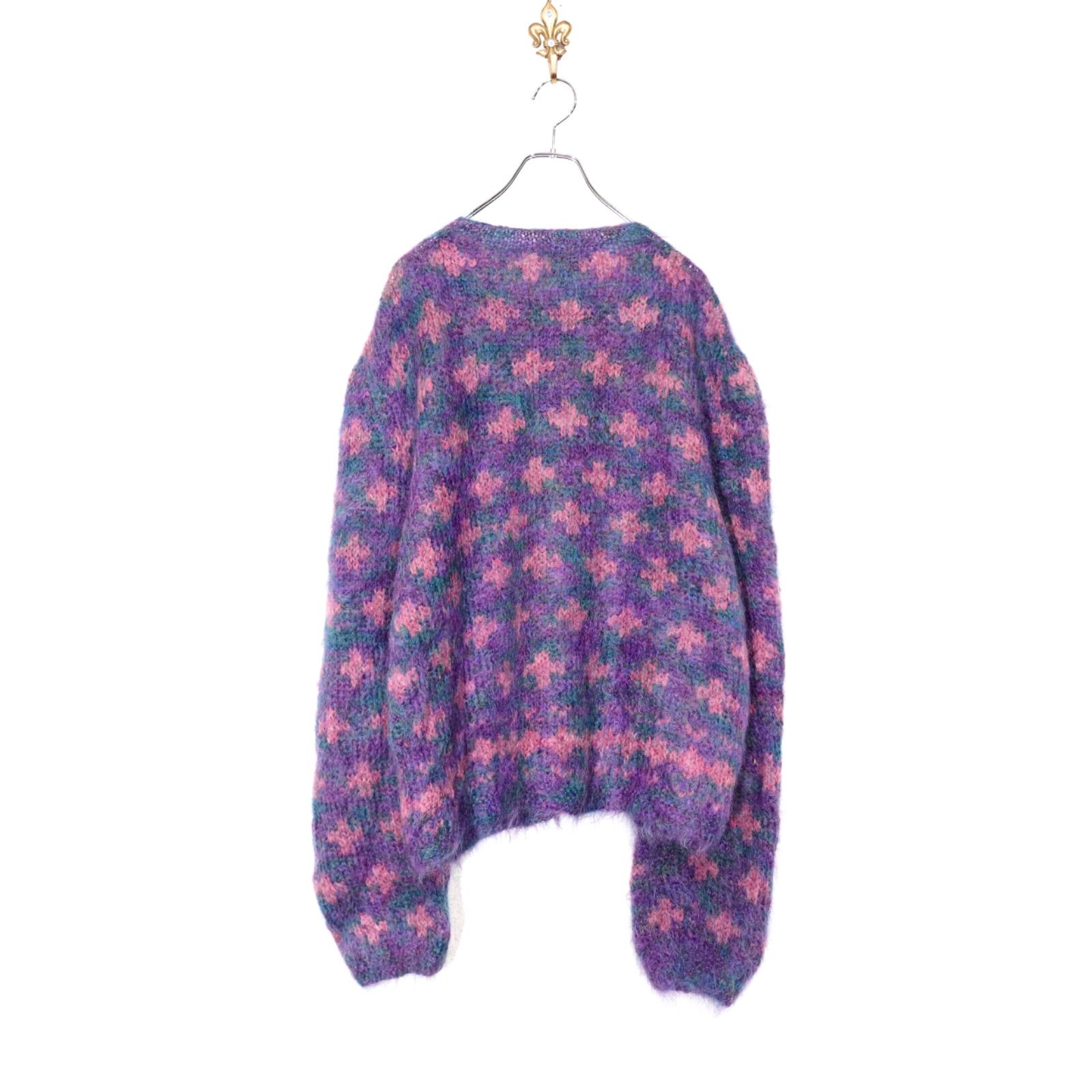 USA VINTAGE PATTERNED DESIGN MOHAIR KNIT CARDIGAN/アメリカ古着柄 
