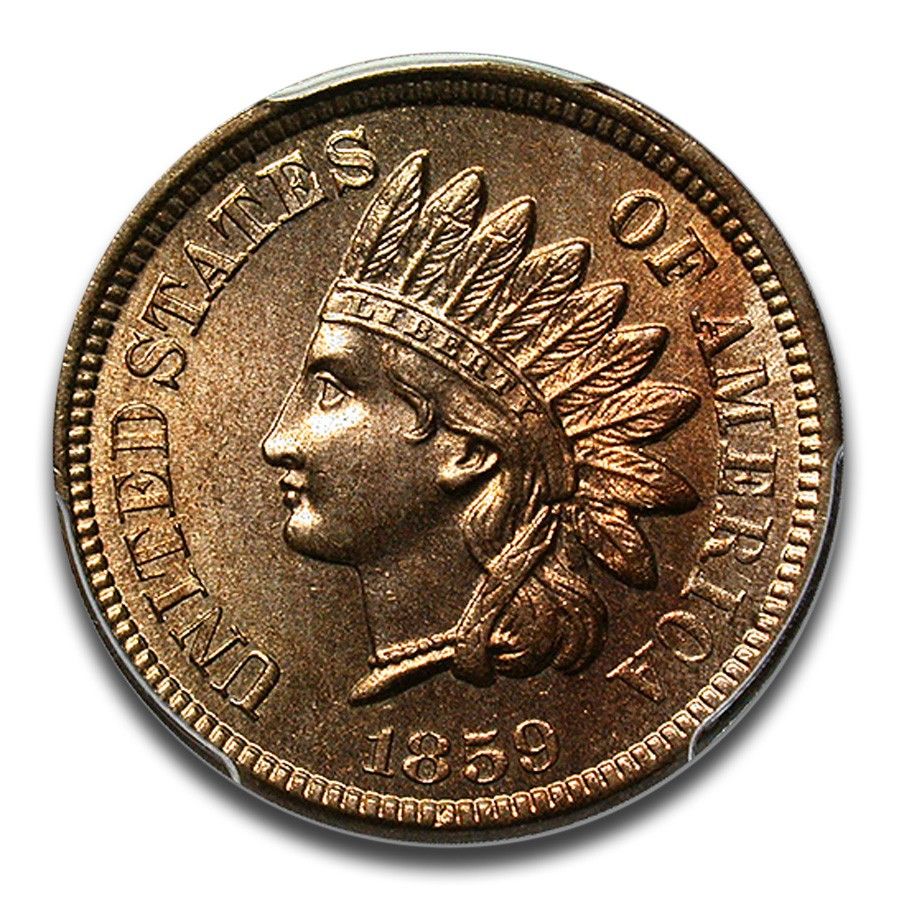 1859年インディアンヘッドパターンセント MS-65 PCGS CAC (J-228