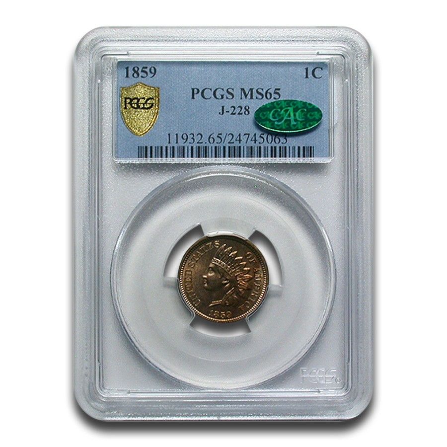 1859年インディアンヘッドパターンセント MS-65 PCGS CAC (J-228
