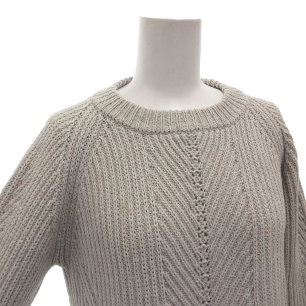 フォクシー FOXEY ニット セーター カシミヤ混 38 グレー 長袖 クルー