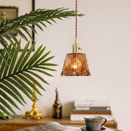 新品】ガラス製ランプシェード レトロなぺンダントライト アンティーク