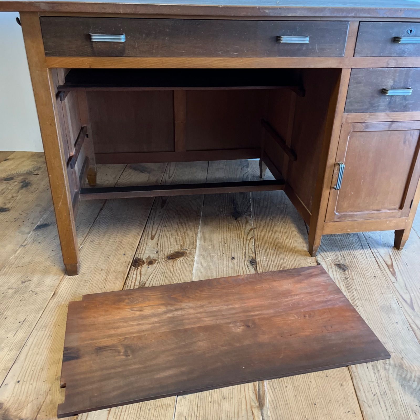 アンティーク デスク テーブル 机 作業台 無垢天板 y579 - メルカリ