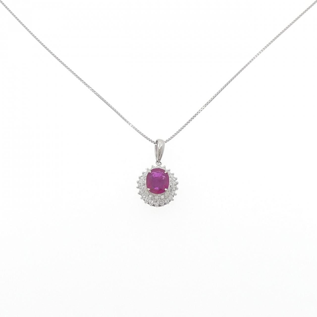 PT900/PT850 ルビー ネックレス 1.39CT - メルカリ