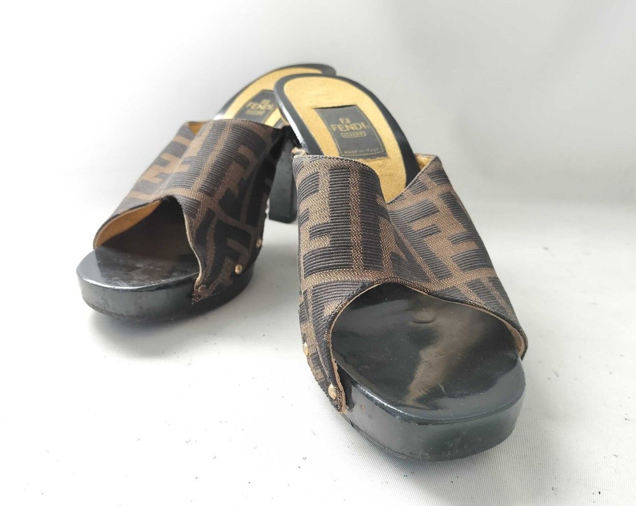 FENDI フェンディ ズッカ FF ミュール サンダル ヒール EU38 24.1cm