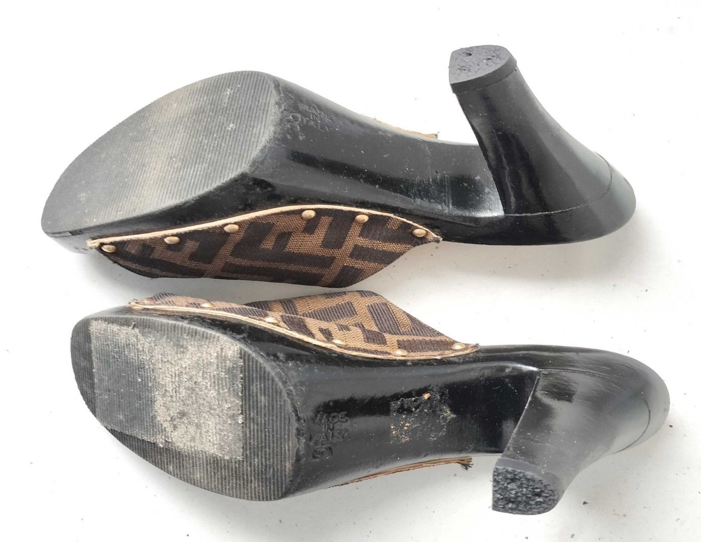 FENDI ズッカ ミュール FENDI フェンディ ズッカ FF ミュール サンダル ヒール EU38 24.1cm