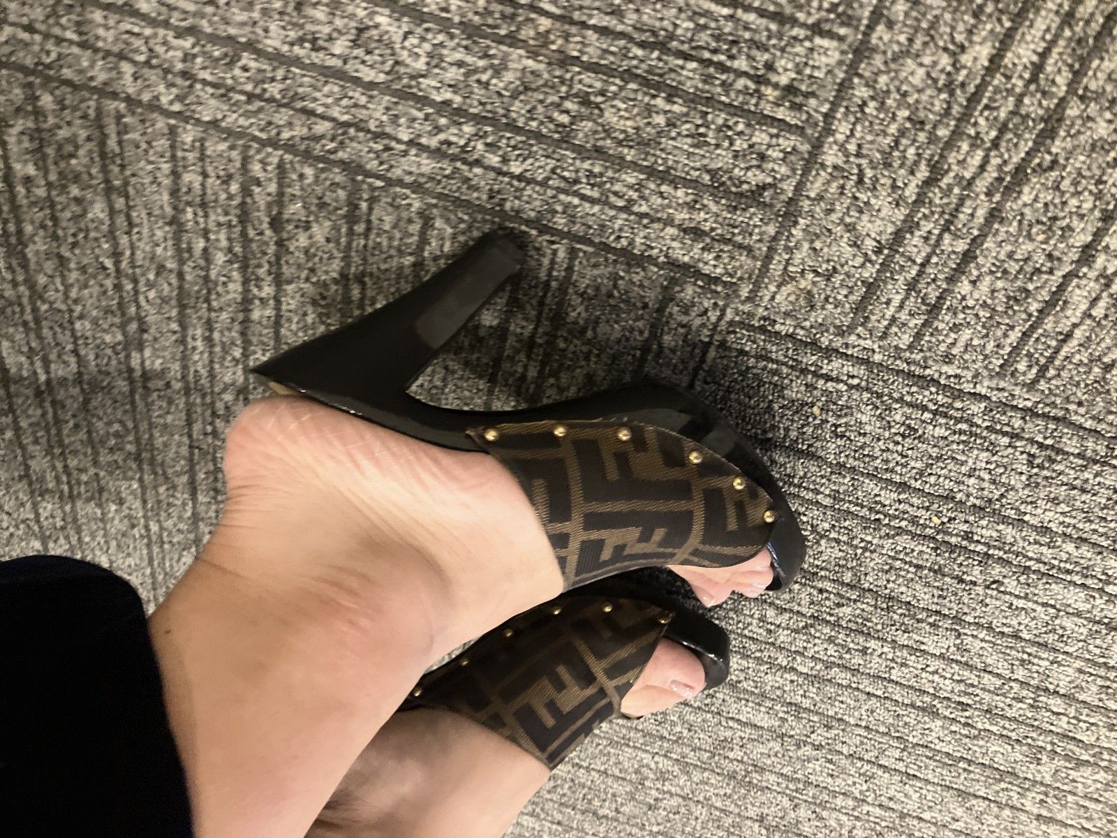 FENDI フェンディ ズッカ FF ミュール サンダル ヒール EU38 24.1cm