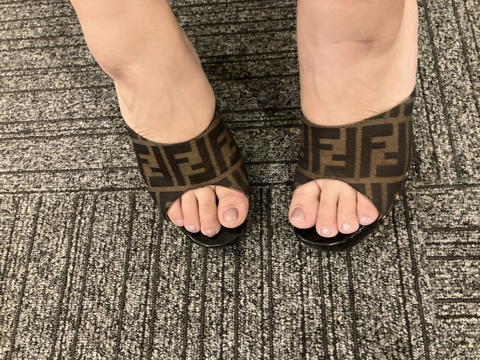 FENDI フェンディ ズッカ FF ミュール サンダル ヒール EU38 24.1cm