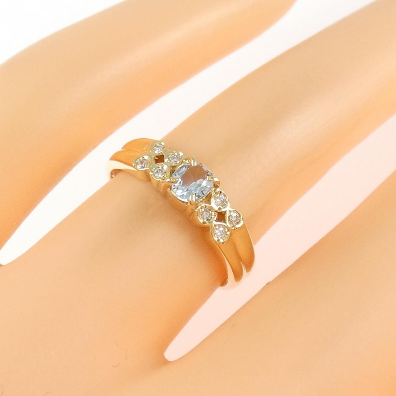 K18YG アクアマリン リング - メルカリ