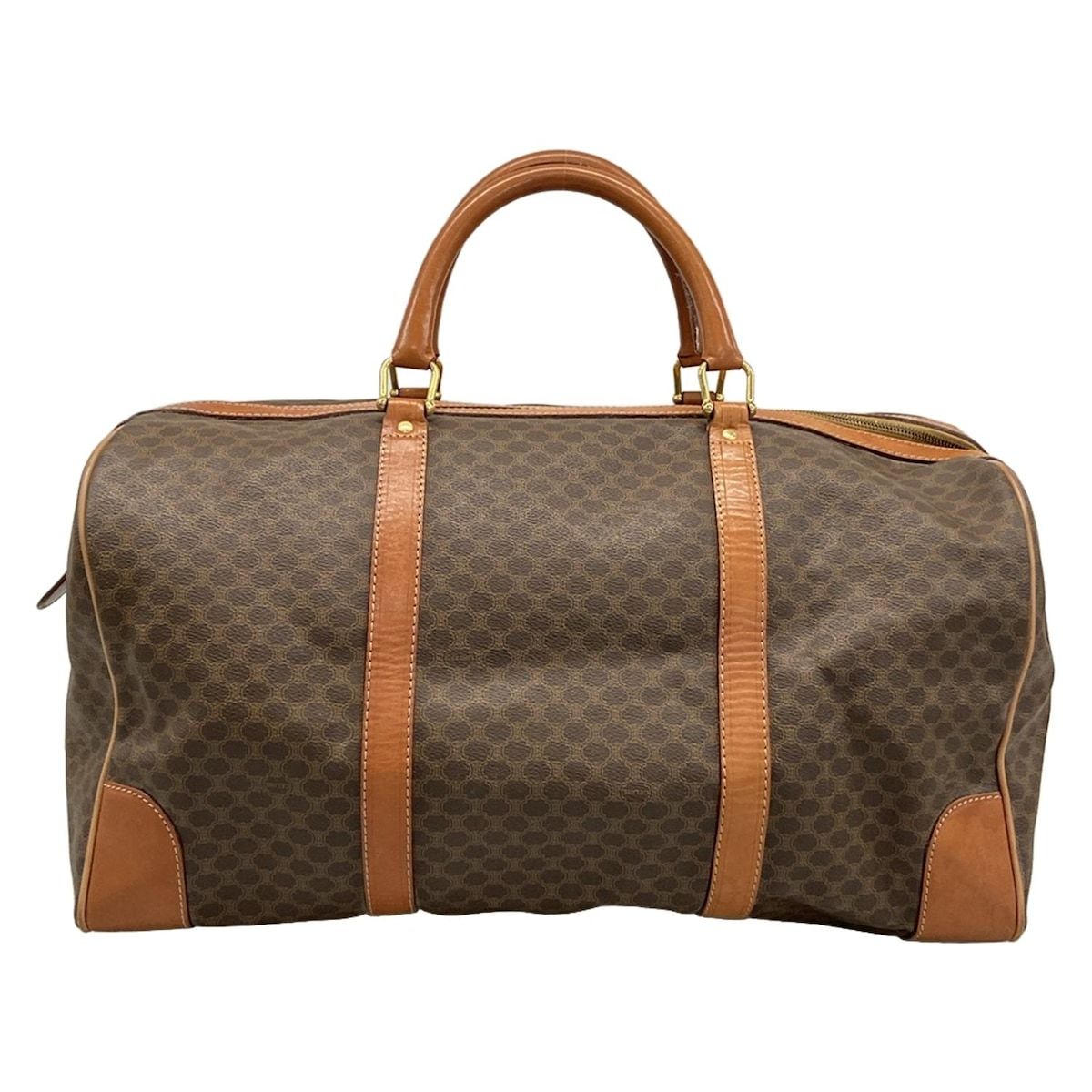 CELINE(セリーヌ) ボストンバッグ マカダム柄 ダークブラウン×ブラウン