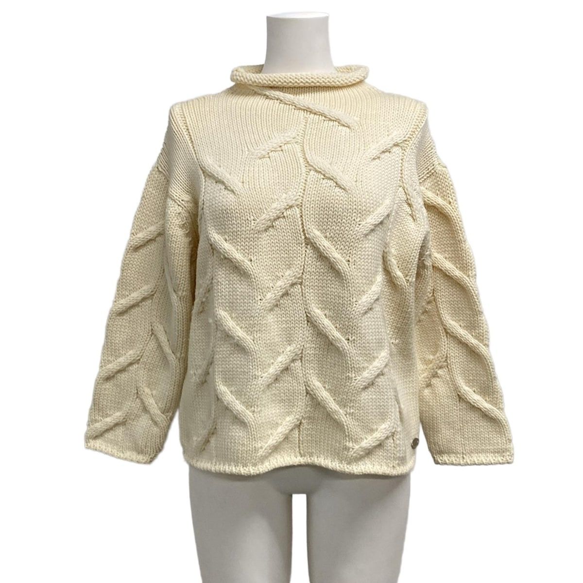 シャネル　ニット クリーム色 長袖 チェーン装飾付き CHANEL(シャネル) 長袖セーター サイズ42 L レディース - P13656