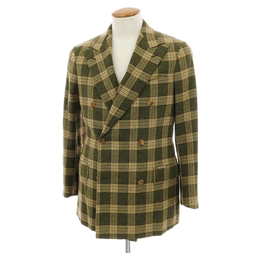 中古】ベルベスト Belvest ウール チェック ダブル テーラード