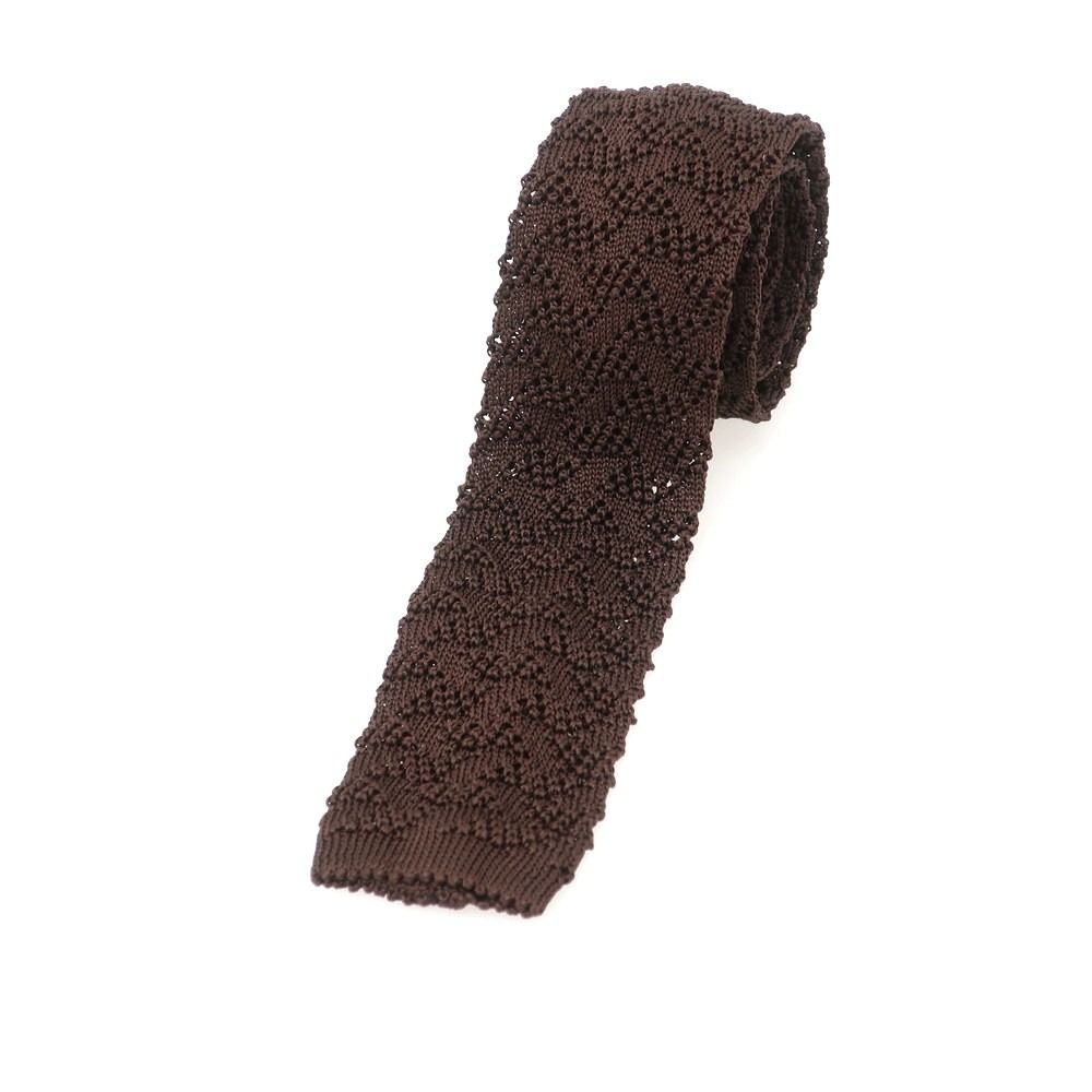 【中古】マリネッラ E.MARINELLA シルク ニットタイ ダークブラウン【メンズ】 中古マリネッラ  リバーシブル シルク