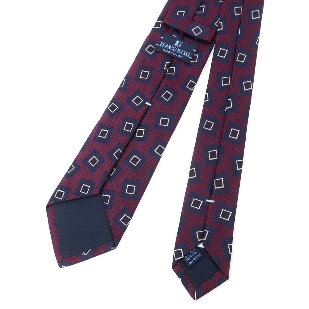 中古】フランコバッシ FRANCO BASSI シルク 小紋柄ネクタイ パープルx