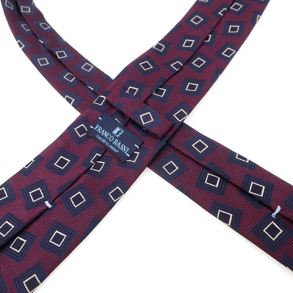 中古】フランコバッシ FRANCO BASSI シルク 小紋柄ネクタイ パープルx