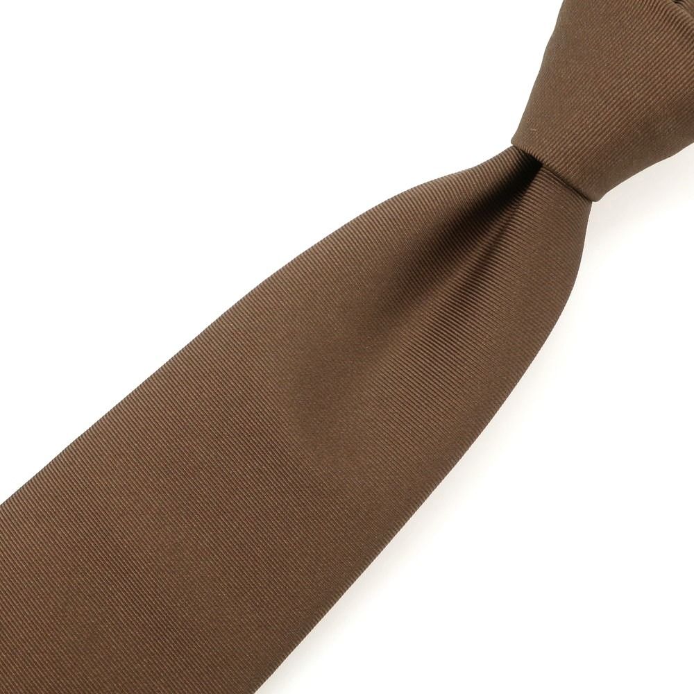 中古】ルイジ ボレッリ Luigi Borrelli シルク 無地ネクタイ ブラウン