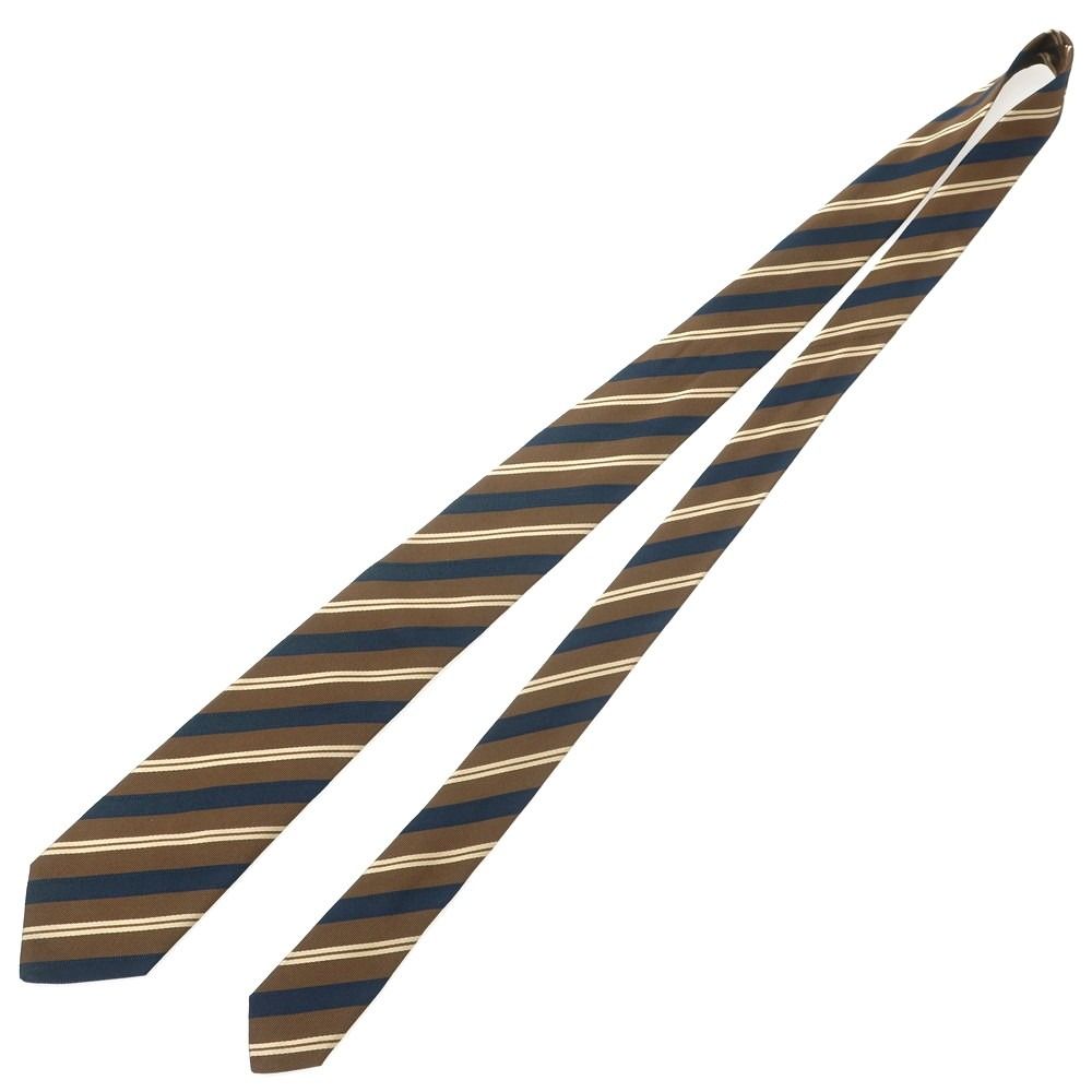 中古】ルイジ ボレッリ Luigi Borrelli シルク ストライプ柄ネクタイ