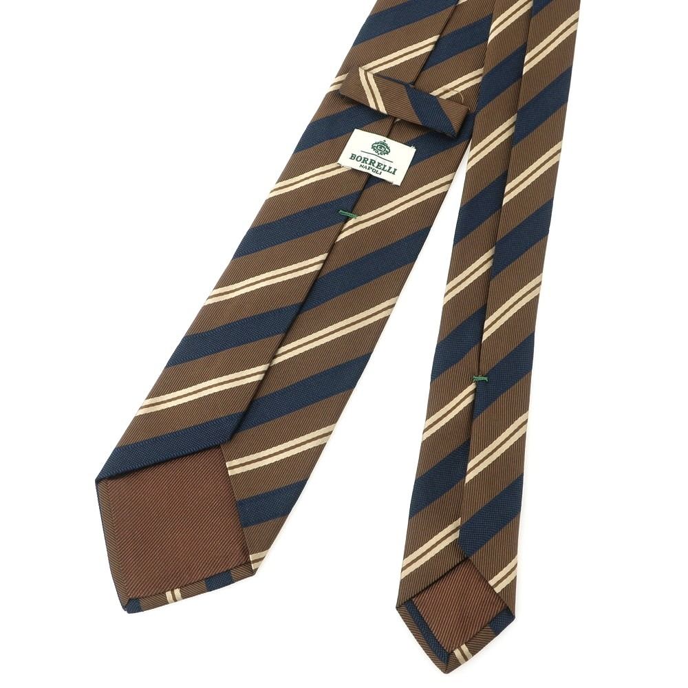 中古】ルイジ ボレッリ Luigi Borrelli シルク ストライプ柄ネクタイ
