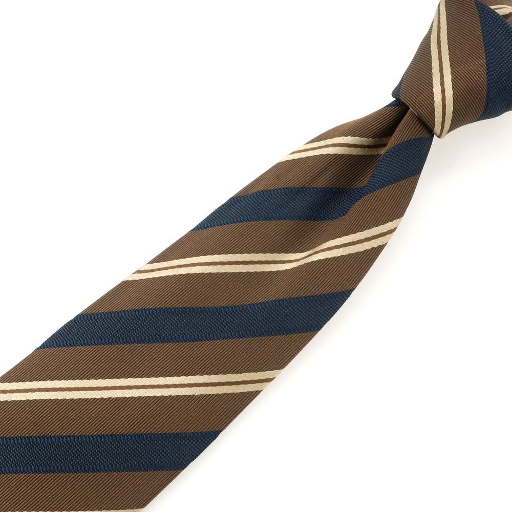 中古】ルイジ ボレッリ Luigi Borrelli シルク ストライプ柄ネクタイ