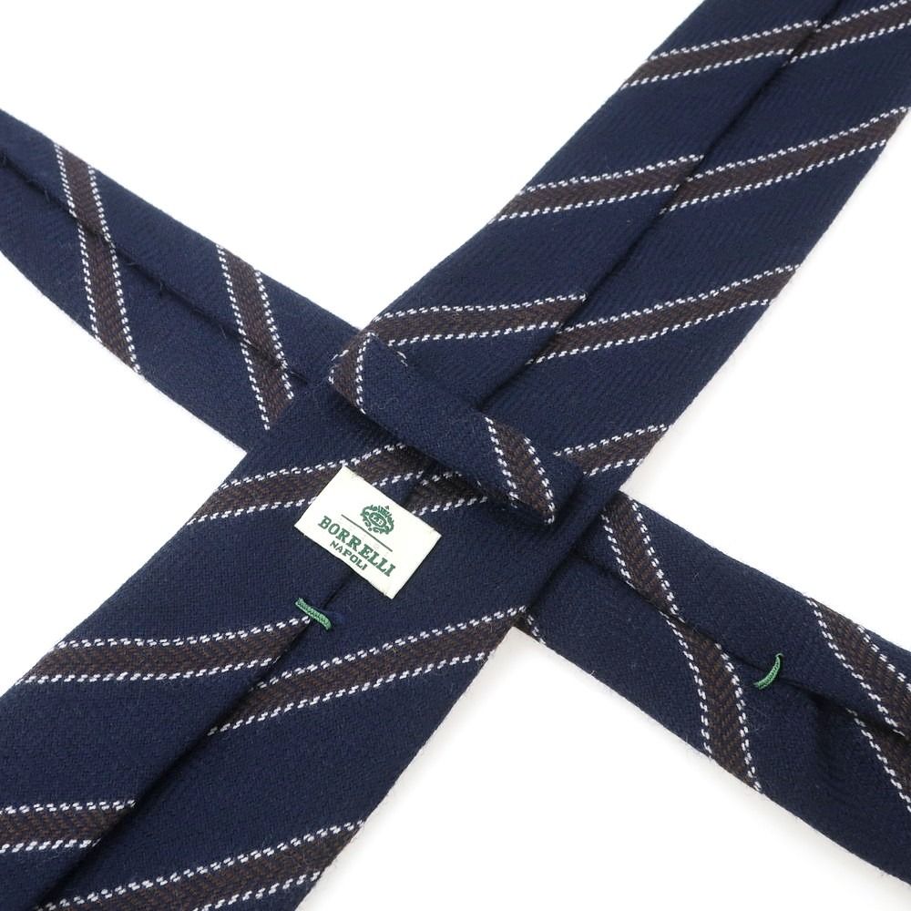 中古】ルイジ ボレッリ Luigi Borrelli ウール ストライプ柄ネクタイ