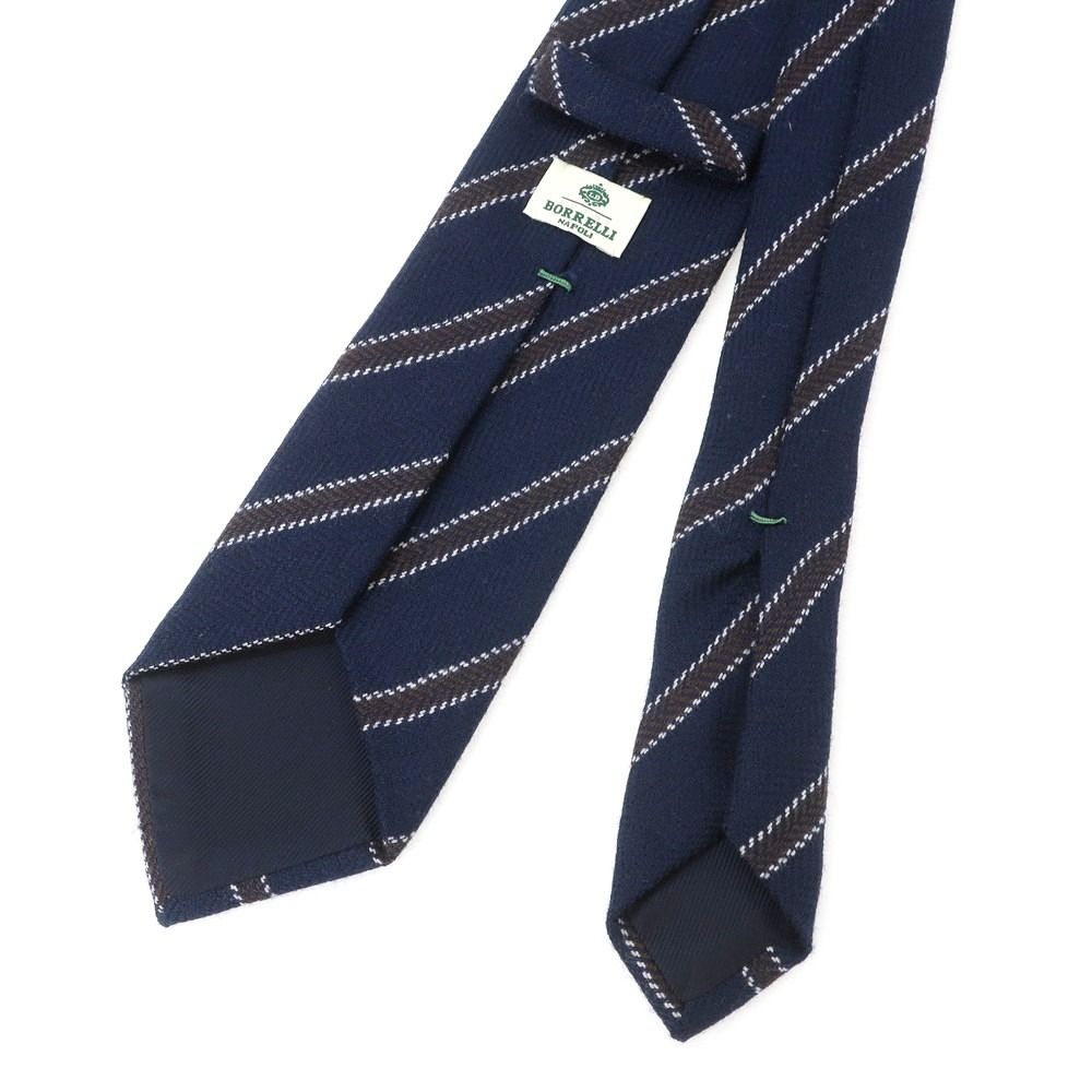 中古】ルイジ ボレッリ Luigi Borrelli ウール ストライプ柄ネクタイ