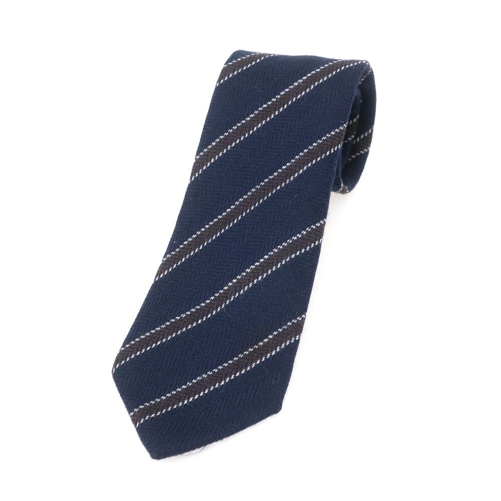 中古】ルイジ ボレッリ Luigi Borrelli ウール ストライプ柄ネクタイ