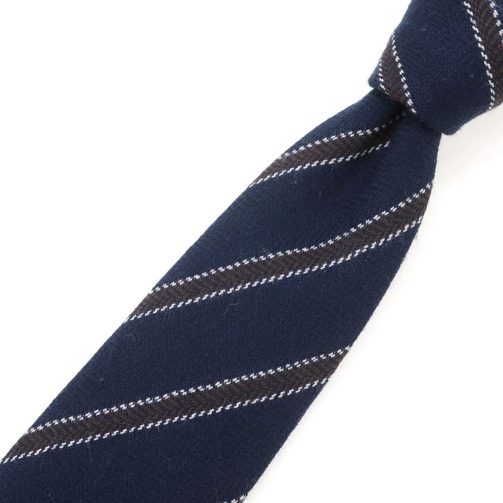【新品未使用】ルイジボレッリ ネクタイ ブラック ブラウン ストライプ 高級 中古】ルイジ ボレッリ Luigi Borrelli ウール ストライプ柄ネクタイ