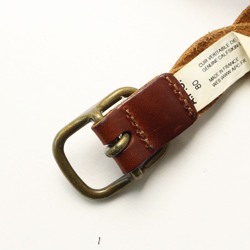 フランス製 アーペーセー A.P.C. レザー メッシュベルト ｜ブラウン