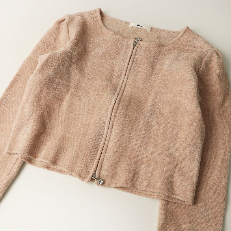 ルネ Rene ダブルジップ ビジュー カーディガン 34∥ピンク ドライバー