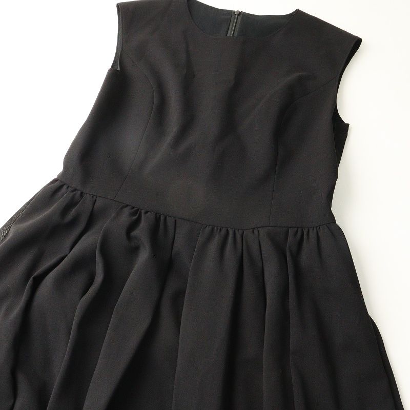 ルネ Rene ノースリーブ ギャザーワンピース 36∥ブラック ドレス