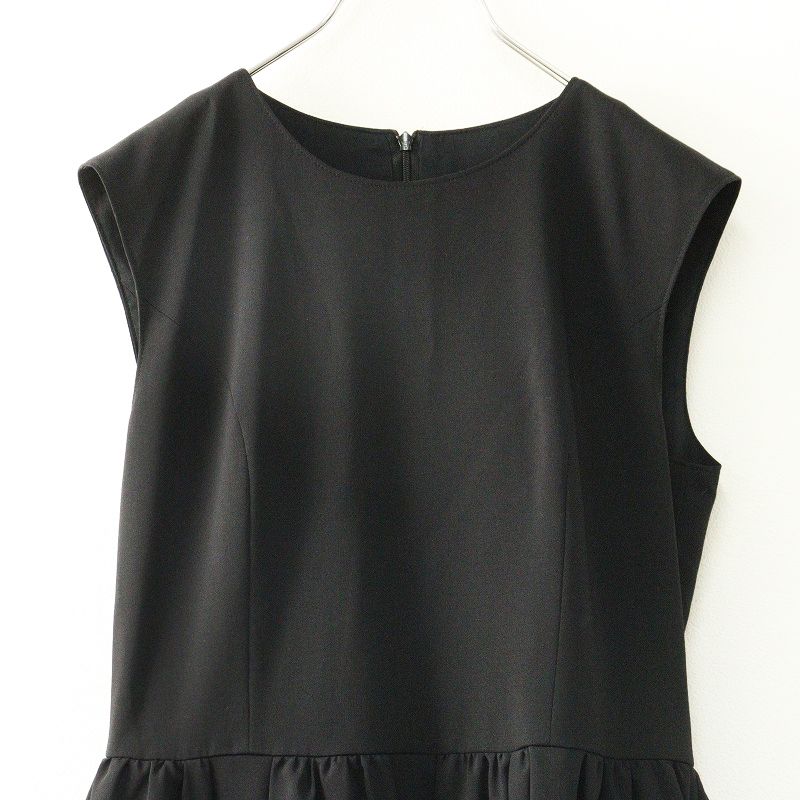 ルネ Rene ノースリーブ ギャザーワンピース 36∥ブラック ドレス