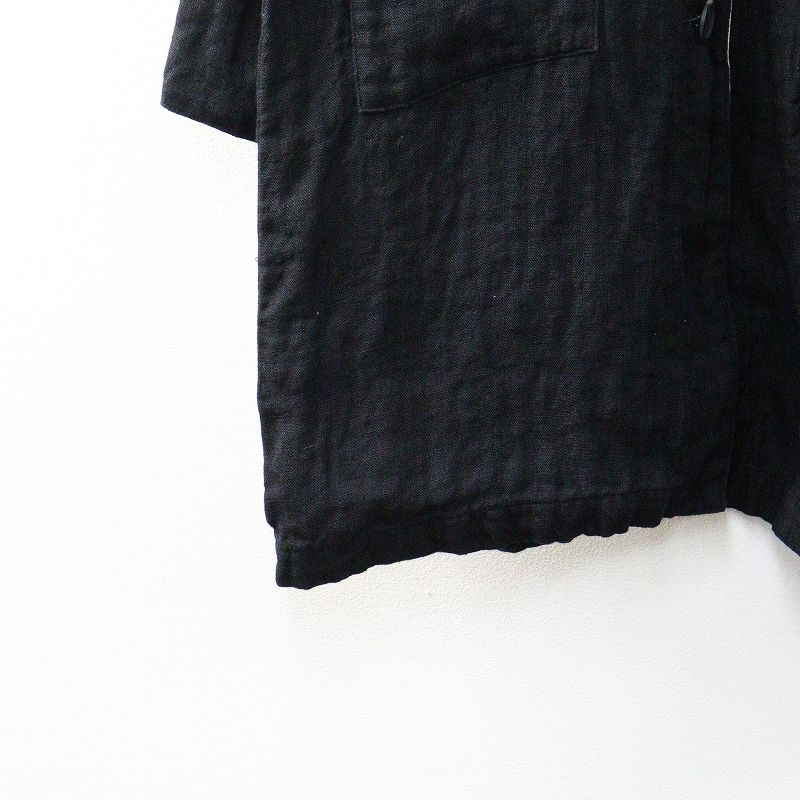 チアー cheer 札幌浅草 リネン ステンカラーコート ブラック┃ハオリ