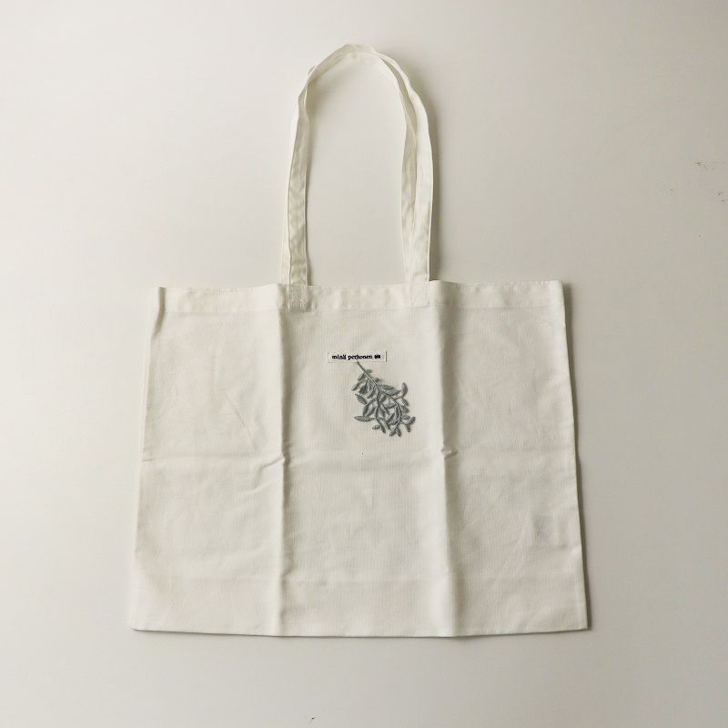 美品 ミナペルホネン mina perhonen ショッパー＼ホワイト トート