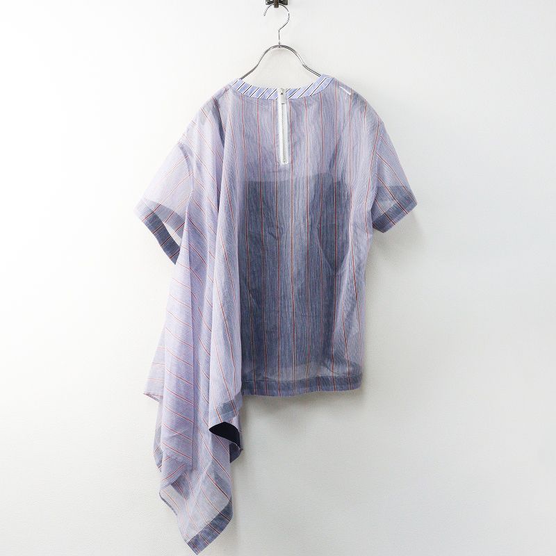 2019SS サカイ sacai ストライプシアーアシンメトリーブラウス＼ブルー