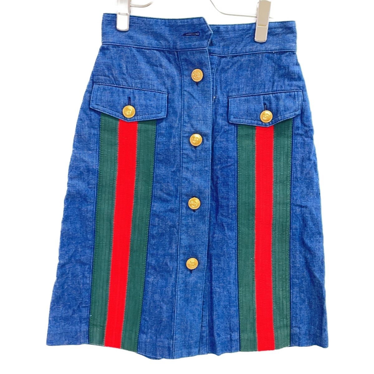 GUCCI グッチ 573410 ｼｪﾘｰﾗｲﾝ ﾃﾞﾆﾑ ｽｶｰﾄ 36 - メルカリ