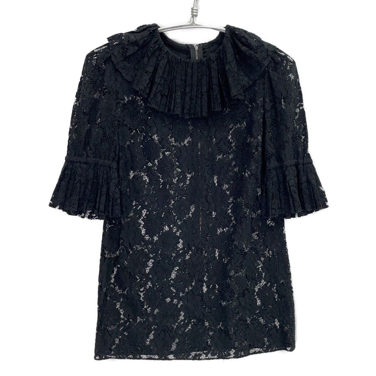 DOLCE&GABBANA ドルチェアンドガッバーナ ﾌﾞﾗｯｸ ﾚｰｽ ﾊﾞｯｸｼﾞｯﾌﾟ ﾌﾞﾗｳｽ