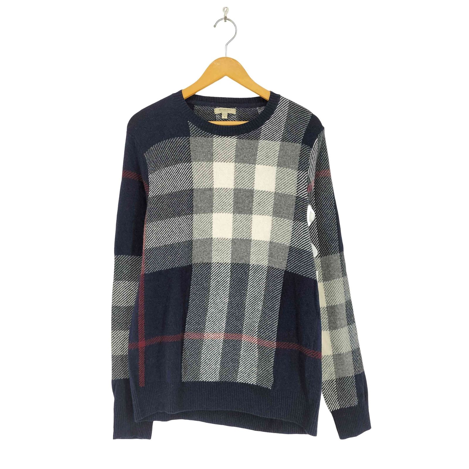 メンズ バーバリー BURBERRY チェック柄デザインウールニット メンズ S