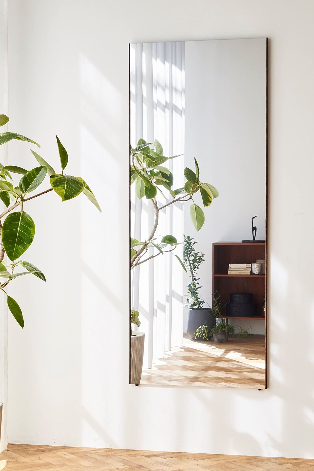 新品 リフェクス割れない軽量ミラー幅60×高さ150cmオーク(木目