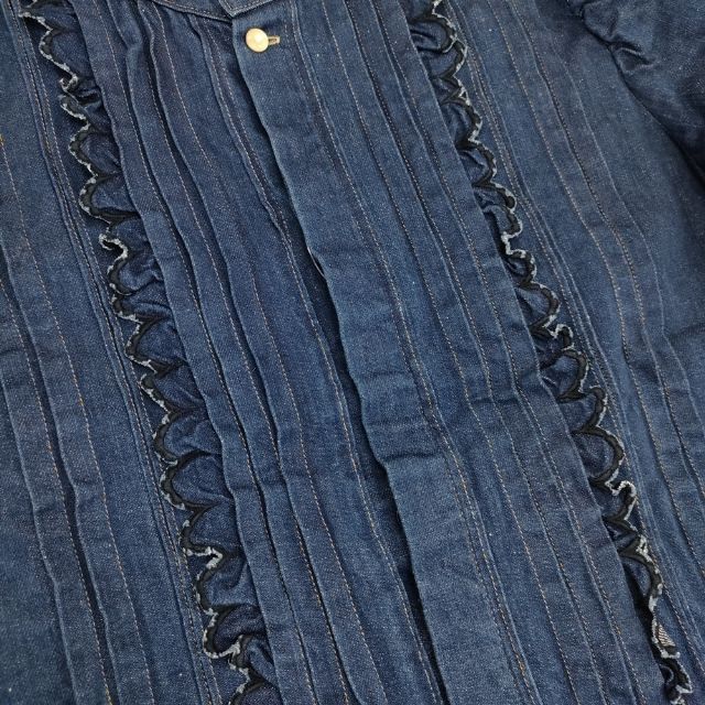 45R/45rpm 小麦デニムのタックレースブラウス(加工） 定価46200円