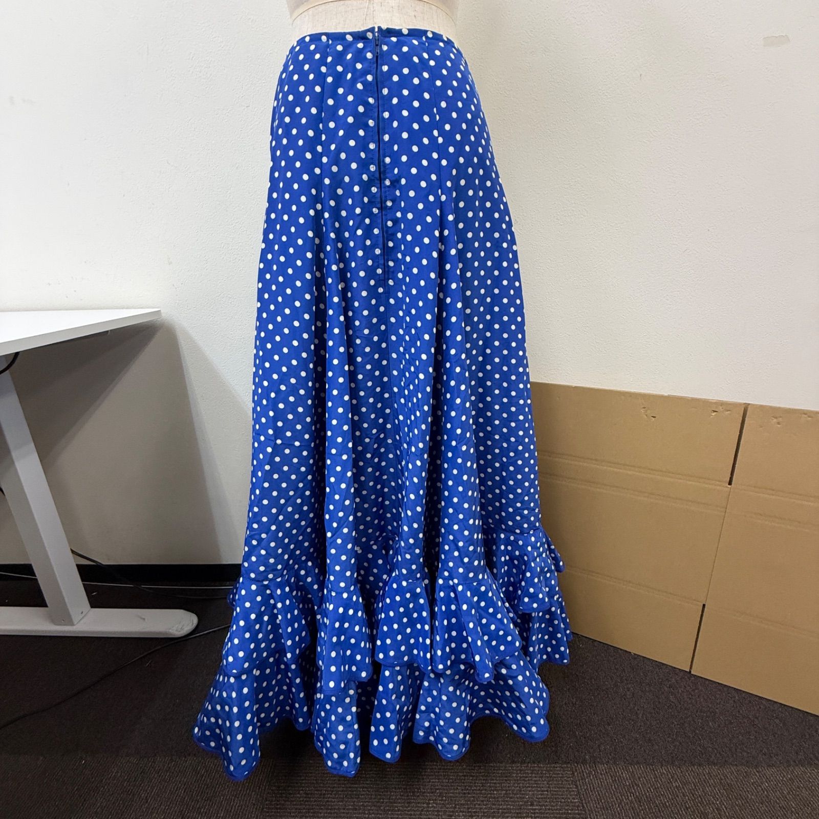 フラメンコ衣装 スカート ファルダ 青 ドット フリル - メルカリ