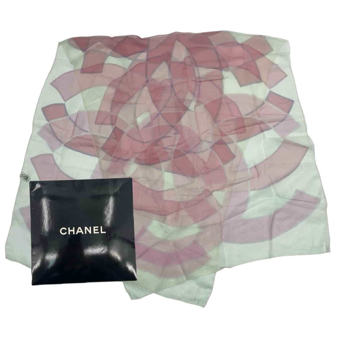 極美品 CHANEL シャネル スカーフ シルク ココマーク ピンク 箱付き