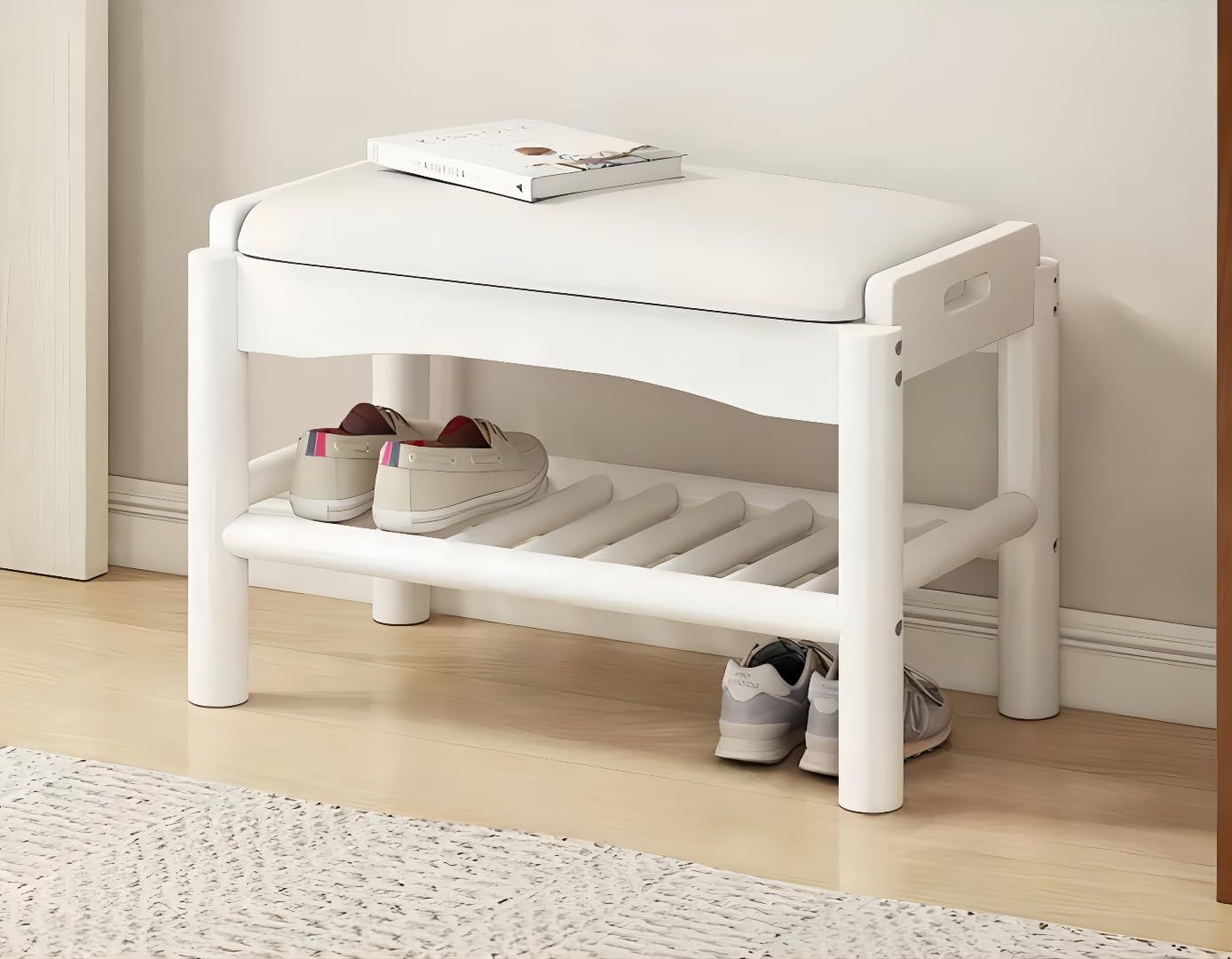 新品 PANCY 玄関ベンチ 木製 無垢材 北欧 幅60cm 天然木 シューズ