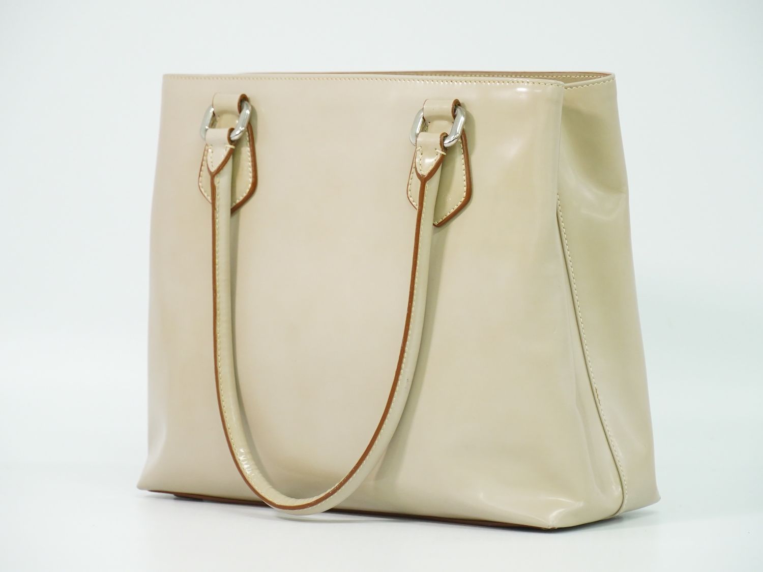 本物 プラダ PRADA パテント レザー トートバッグ ハンドバッグ ピンク