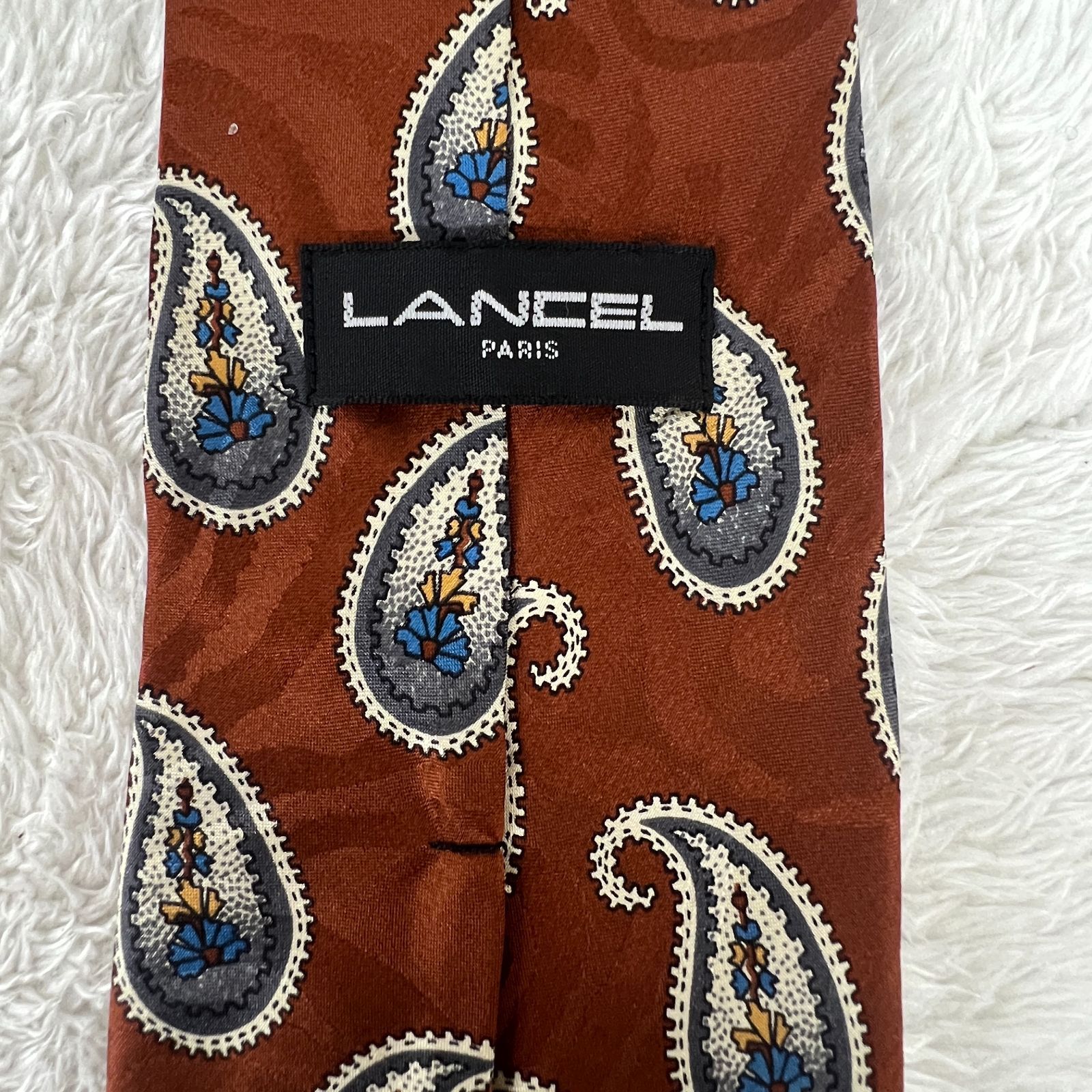 美品》LANCEL(ランセル) シルクネクタイ 総柄 ペイズリー 地模様